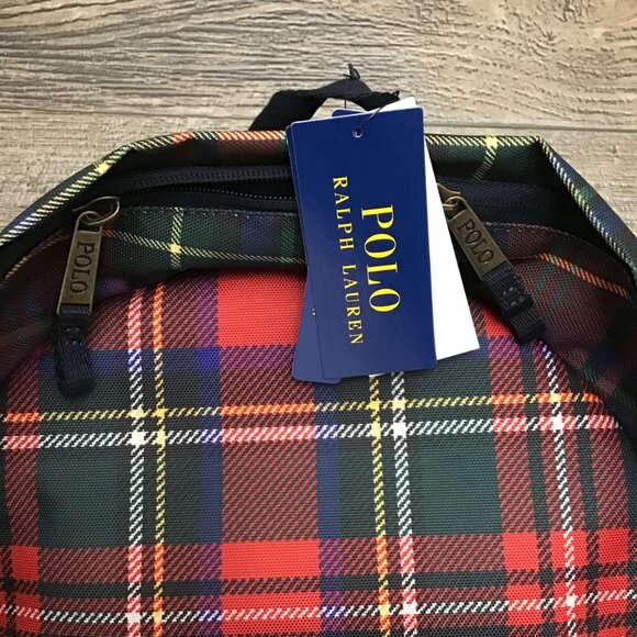NWT Polo Ralph Lauren 9AR149-Red/Blue/Green Nordic Polo Bear Plaid Backpack O/S - Picture 4 of 12